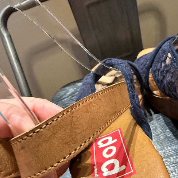 Pop Midnight Blue Lace Wedge Sandals - Picture 14 of 15